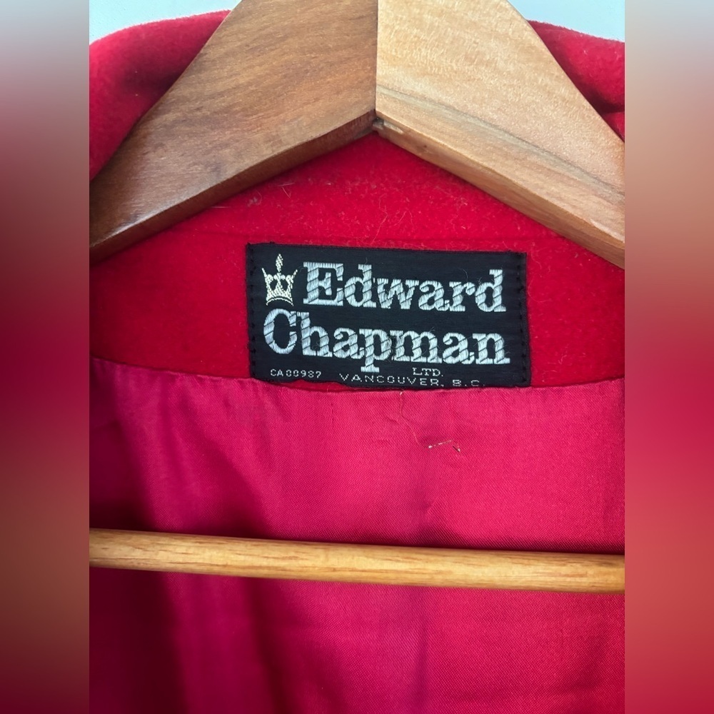 EDWARD CHAPMAN Cashmere Virgin Wool Stunning Red Long Coat S10 Like New W/ Belt - Picture 12 of 16
